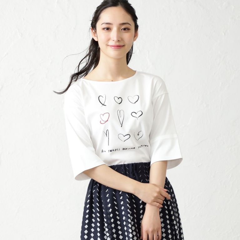 【AMACA】 NOZOMI YUASAコラボ7分袖Tシャツ オフホワイト