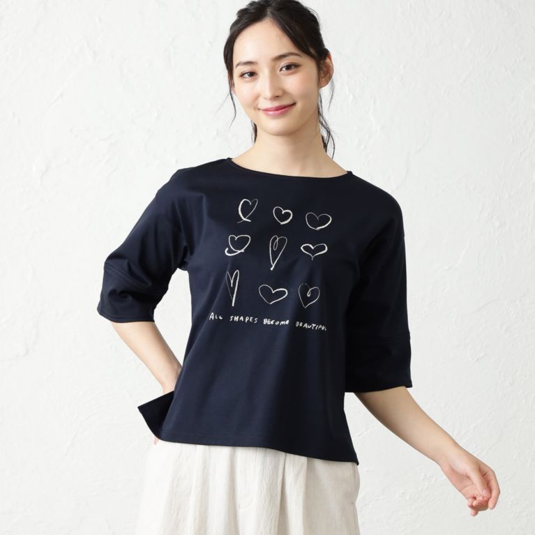 【AMACA】 NOZOMI YUASAコラボ7分袖Tシャツ ブラックネイビー