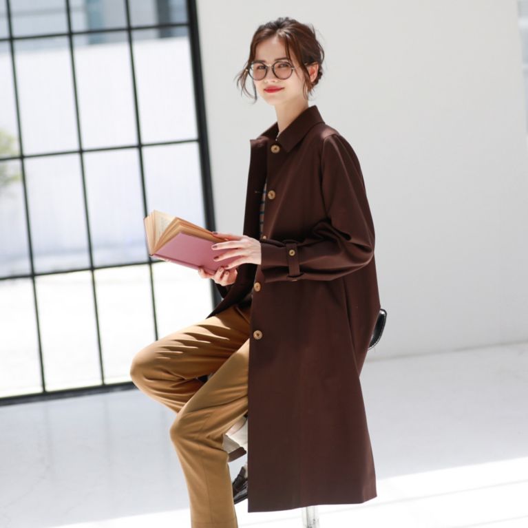 【MACKINTOSH PHILOSOPHY WOMEN】 フレアラインステンカラーコート ブラウン