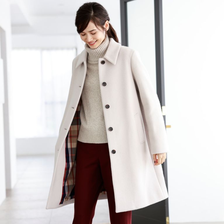 【MACKINTOSH PHILOSOPHY WOMEN】 ウールビーバーステンカラーコート オフホワイト