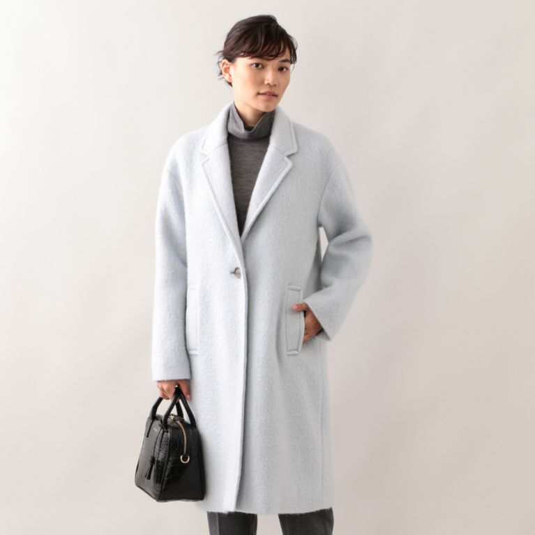 36%OFF！SALE＜三陽商会＞【マッキントッシュ フィロソフィー ウィメン(MACKINTOSH PHILOSOPHY WOMEN)】【店舗限定】シープモヘヤ チェスターコート ライトブルー 送料無料 ＆ 定価 60480円から 21600円値引！