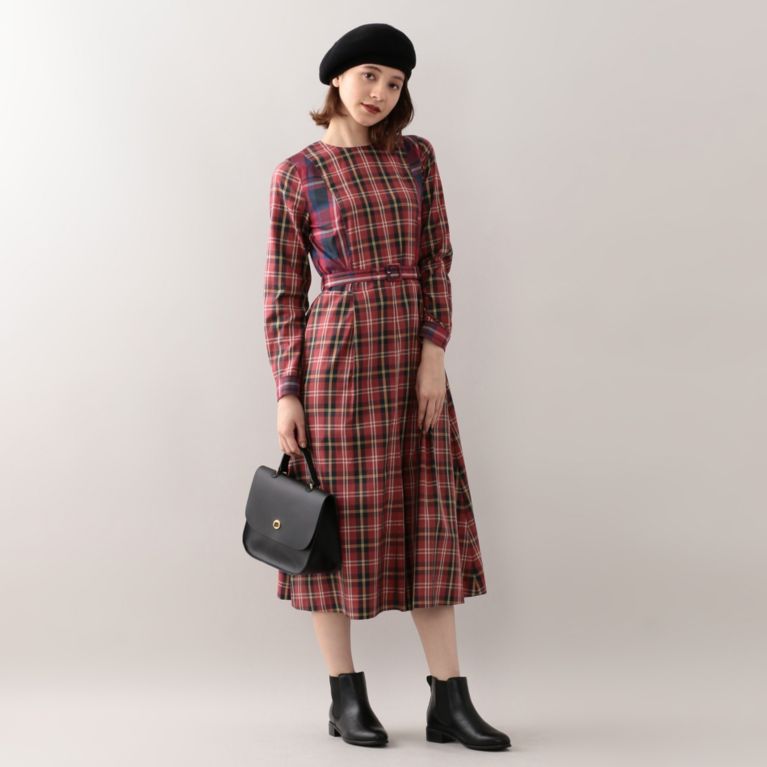 31%OFF！SALE＜三陽商会＞【マッキントッシュ フィロソフィー ウィメン(MACKINTOSH PHILOSOPHY WOMEN)】【ウォッシャブル】ダブルチェック ワンピース レッド 送料無料 ＆ 定価 38880円から 11880円値引！