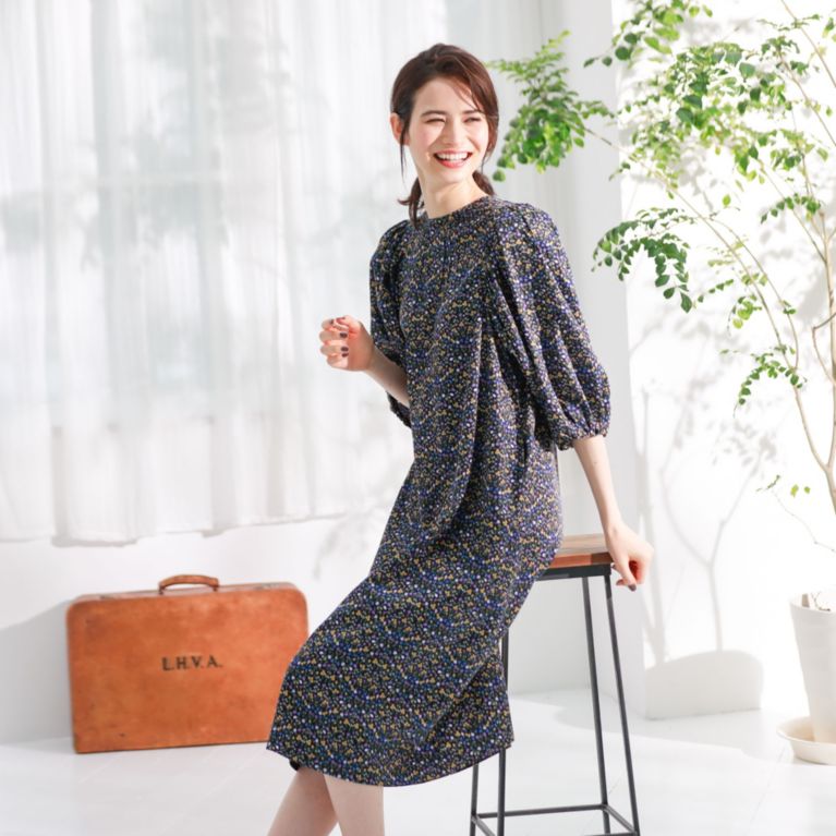 【MACKINTOSH PHILOSOPHY WOMEN】 Snowblue Garden ワンピース ネイビー