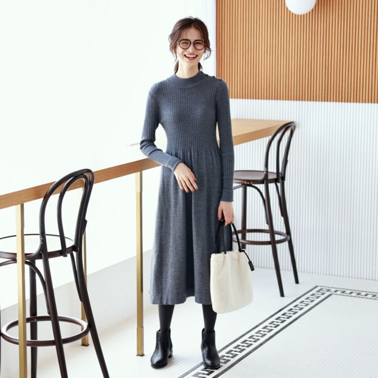 【MACKINTOSH PHILOSOPHY WOMEN】 モックネックニットワンピース グレー