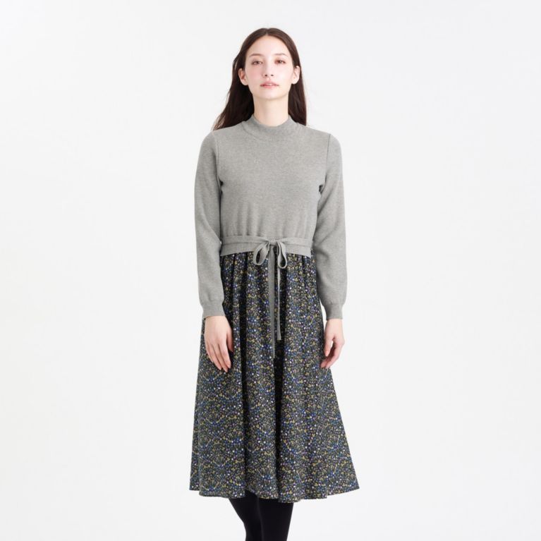 【MACKINTOSH PHILOSOPHY WOMEN】 Snowblue Gardenニットコンビワンピース グレー