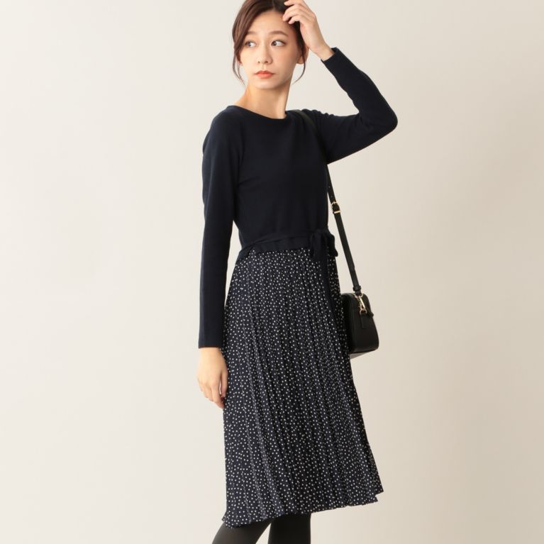 Mackintosh Philosophy Women マッキントッシュ フィロソフィー ウィメン ワンピース ドットプリーツコンビワンピース Sanyo Istore サンヨー アイストア