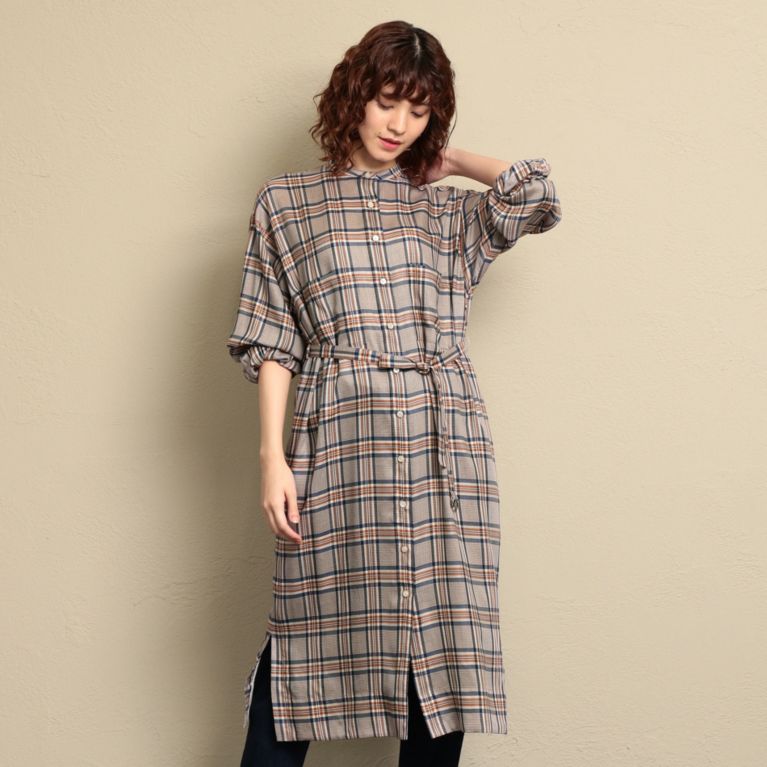 38%OFF！SALE＜三陽商会＞【マッキントッシュ フィロソフィー ウィメン(MACKINTOSH PHILOSOPHY WOMEN)】ティアードチェックワンピース ベージュ 送料無料 ＆ 定価 31320円から 11880円値引！画像