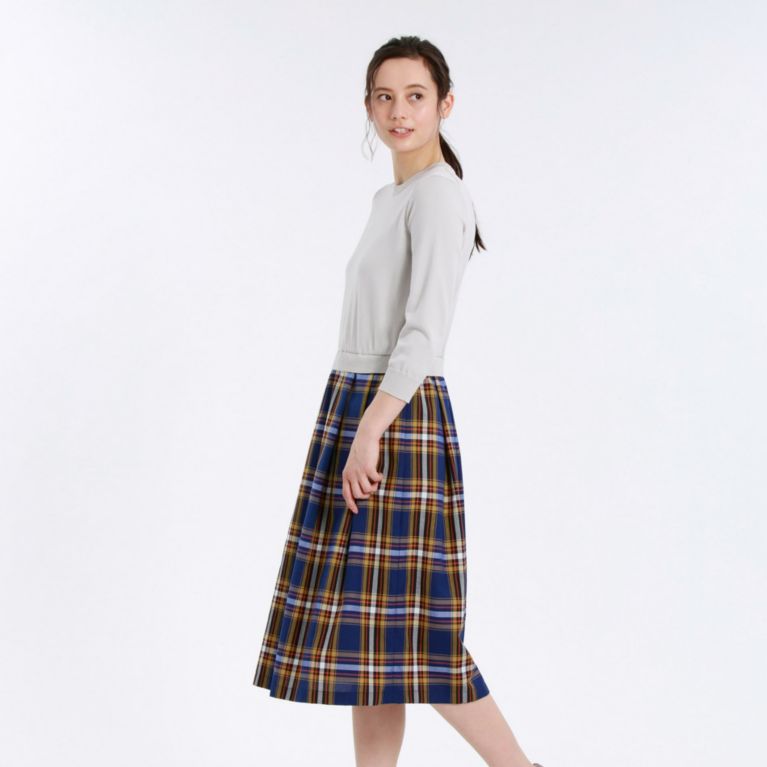 【MACKINTOSH PHILOSOPHY WOMEN】 タータンチェックコンビニットワンピース ブルー