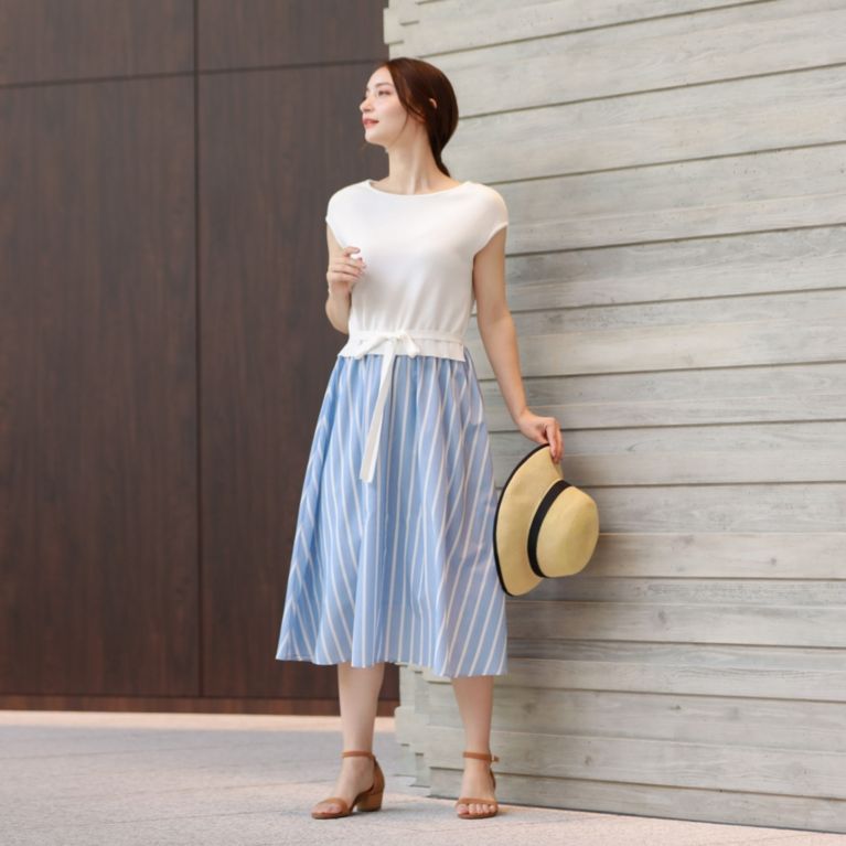 【MACKINTOSH PHILOSOPHY WOMEN】 ミラノリブニットコンビワンピース オフホワイト
