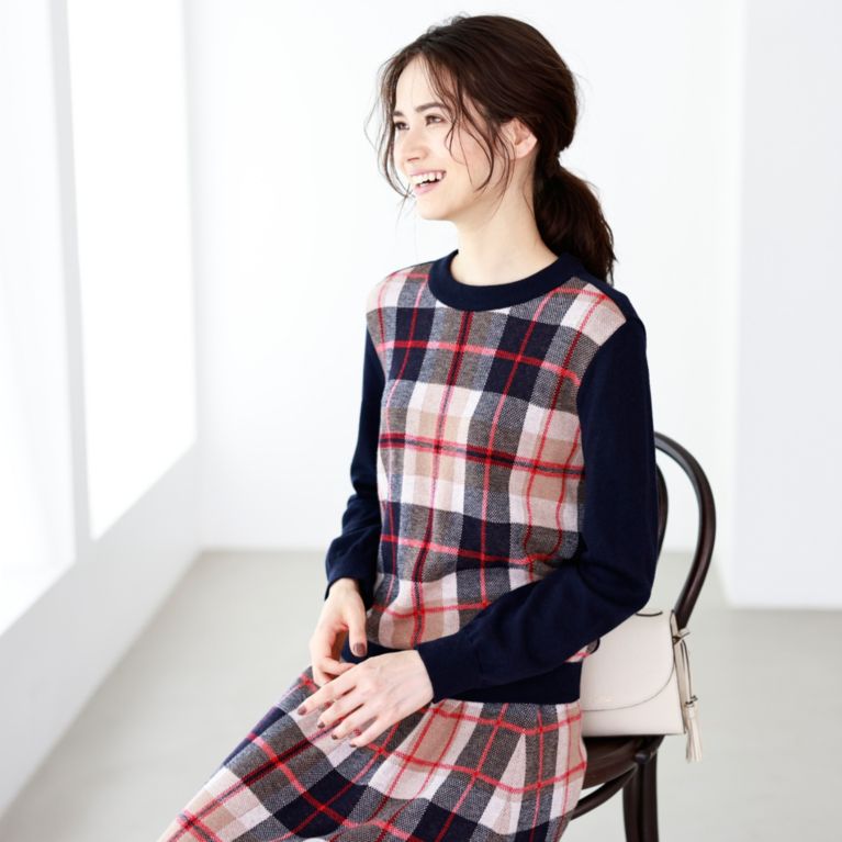 【MACKINTOSH PHILOSOPHY WOMEN】 ハウスチェックジャカードニットプルオーバー ネイビー