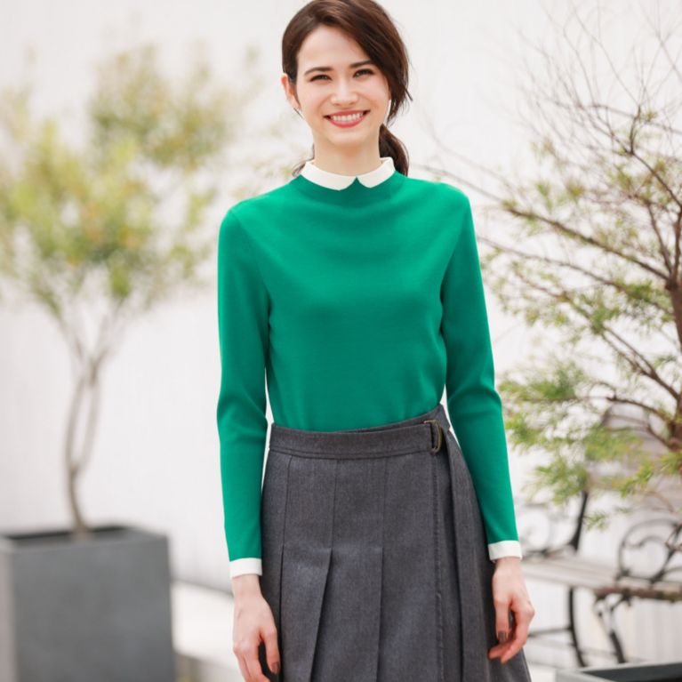 【MACKINTOSH PHILOSOPHY WOMEN】 Cleric Collar Knit プルオーバー グリーン