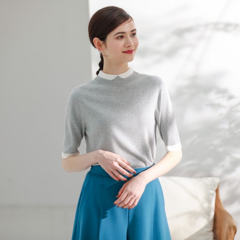 【MACKINTOSH PHILOSOPHY WOMEN】 Cleric Collar Knit プルオーバー グレー