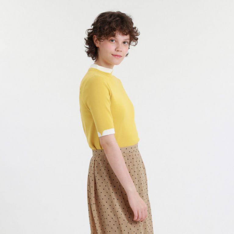 【MACKINTOSH PHILOSOPHY WOMEN】 Cleric Collar Knit プルオーバー イエロー