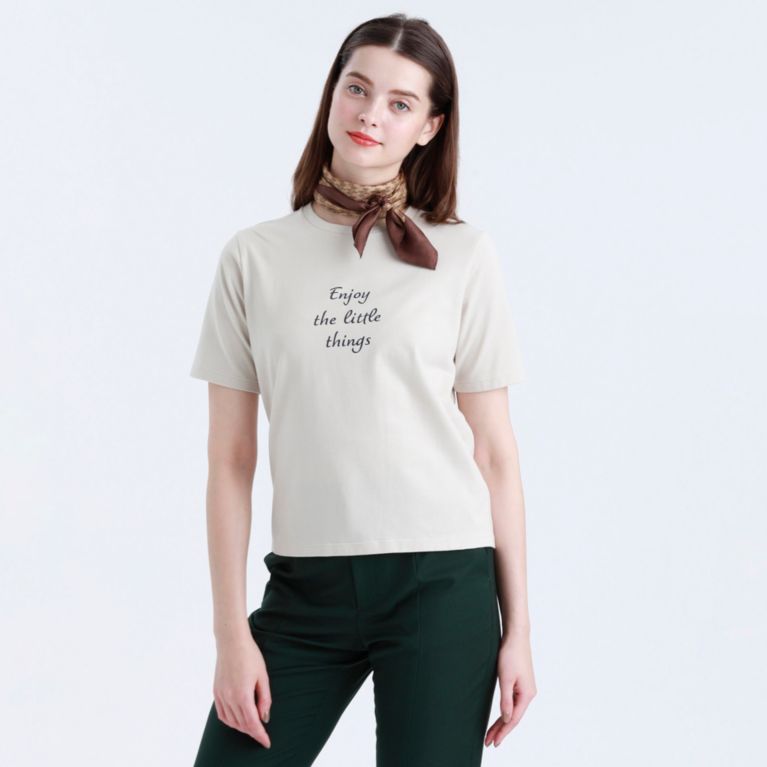 【MACKINTOSH PHILOSOPHY WOMEN】 メッセージTシャツ「Enjoy the little things」 ベージュ