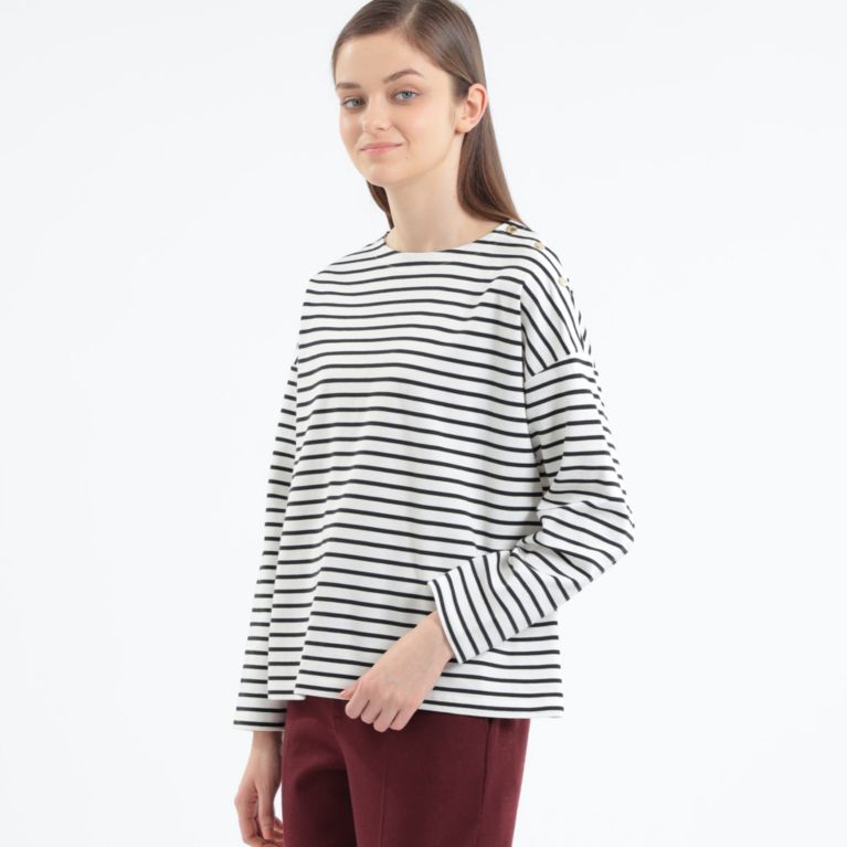 【MACKINTOSH PHILOSOPHY WOMEN】 【WEB限定】ショルダーボタンボーダーカットソー オフホワイト