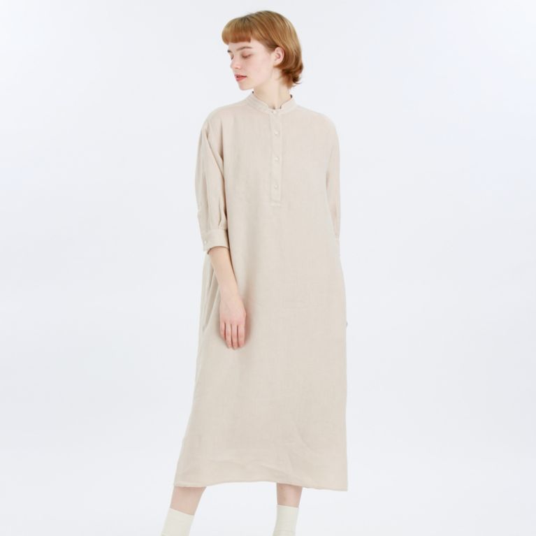 【MACKINTOSH PHILOSOPHY WOMEN】 GREY LABEL フレンチリネンバンドカラーワンピース ベージュ