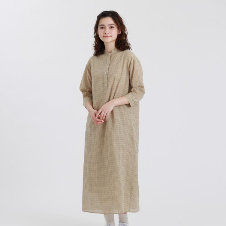 【MACKINTOSH PHILOSOPHY WOMEN】 GREY LABEL マイクロチェックバンドカラーワンピース ベージュ