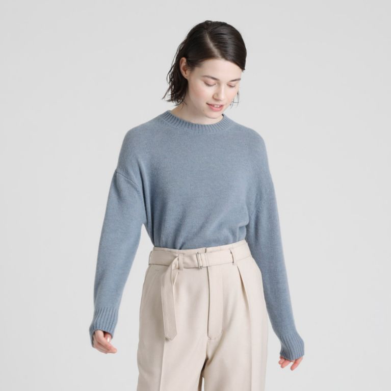 【MACKINTOSH PHILOSOPHY WOMEN】 GREY LABEL ウールカシミヤクルーネックニット ライトブルー