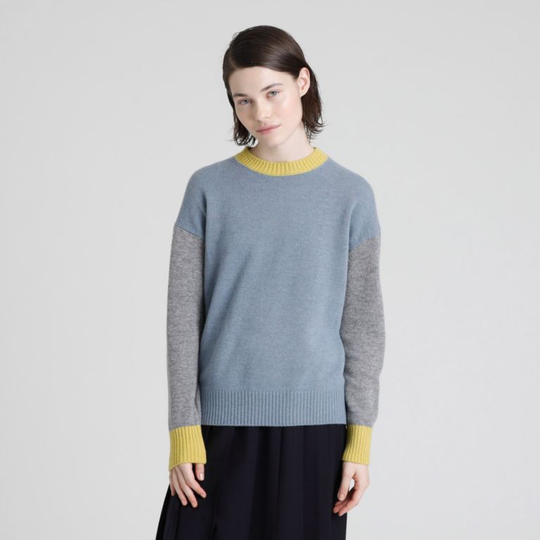 【MACKINTOSH PHILOSOPHY WOMEN】 【予約販売】GREY LABEL ウールカシミヤブロックニット ブルー