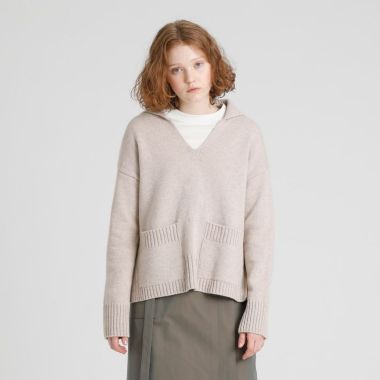 【MACKINTOSH PHILOSOPHY WOMEN】 GREY LABEL ワイドカラーニット ベージュ