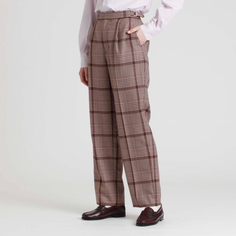 【MACKINTOSH PHILOSOPHY WOMEN】 GREY LAEL サイドバックルチェックパンツ ワイン