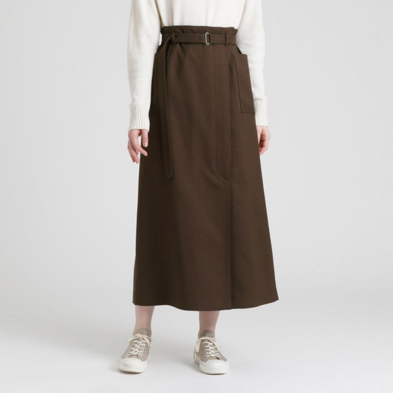 【MACKINTOSH PHILOSOPHY WOMEN】 GREY LABEL 【BALCOMBE SKIRT（バルカムスカート）】ポリエステルサージ ブラウン