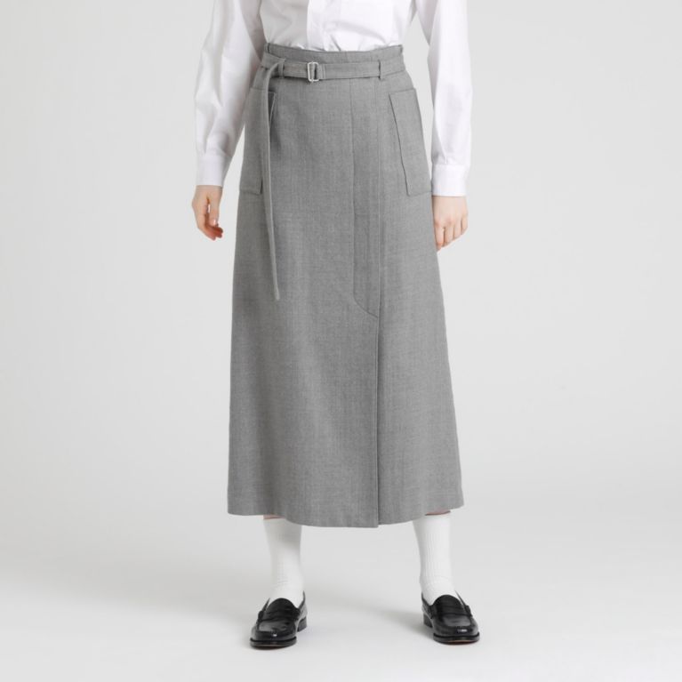 【MACKINTOSH PHILOSOPHY WOMEN】 GREY LABEL 【BALCOMBE SKIRT（バルカムスカート）】 WOOL FLANNEL グレー