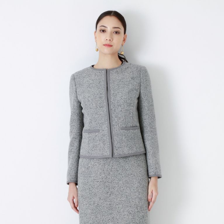 【EPOCA】 【24 TWENTY FOUR JACKET Tweed】ノーカラージャケット オフホワイト2