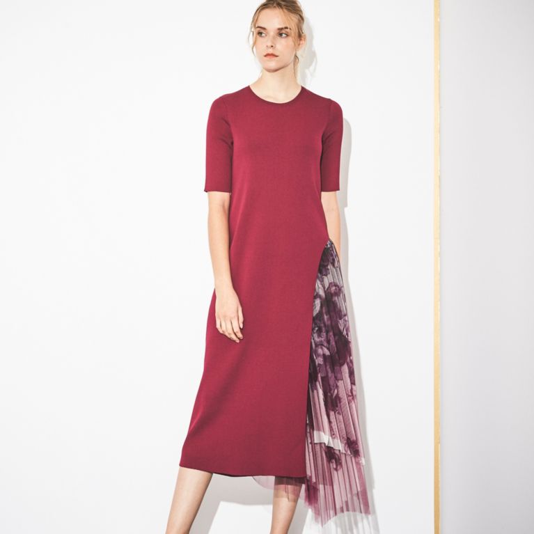 【EPOCA】 【Stina Persson×EPOCA】プリーツニットプリントドレス ピンク