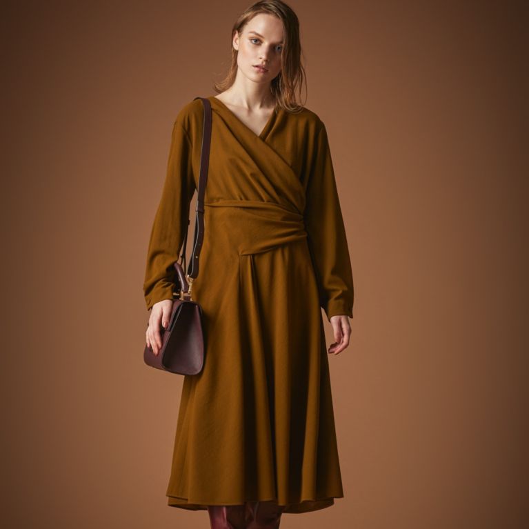 【EPOCA】 アルバトロスカシュクールドレス キャメル1