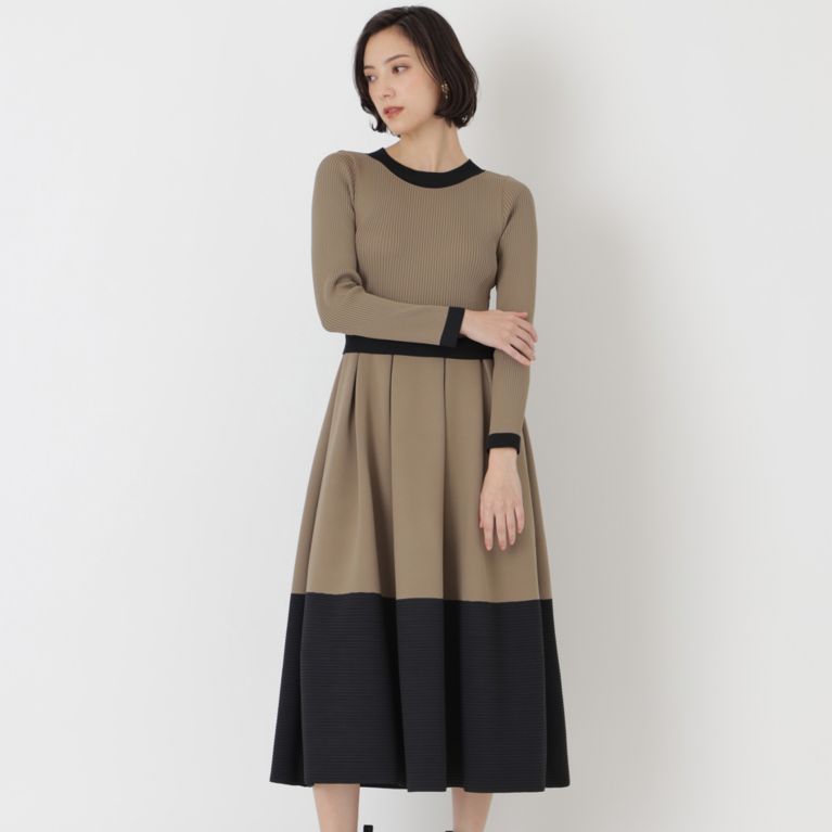 ガーターストレッチ ロングスリーブニットドレス（ワンピース）｜EPOCA