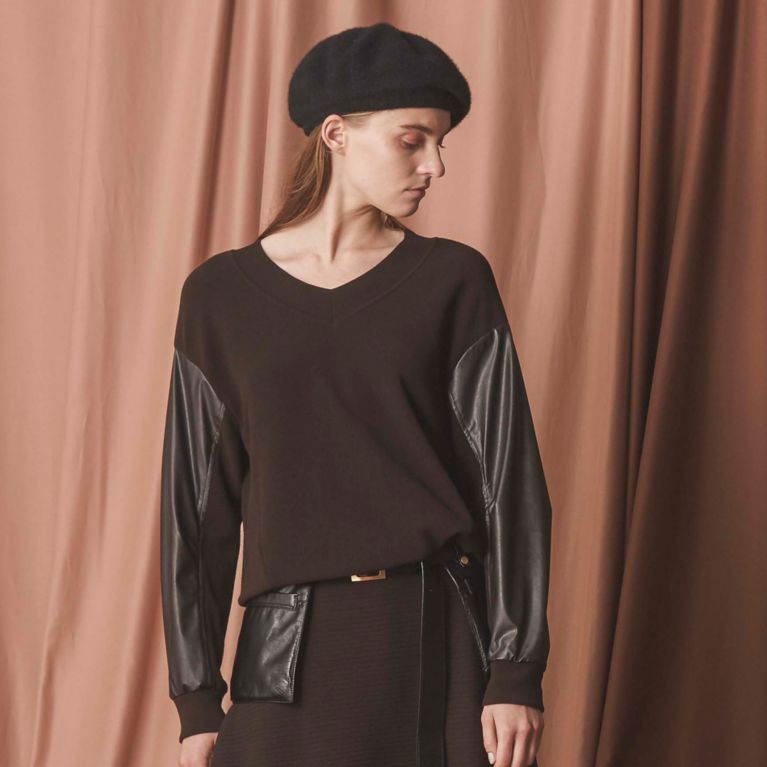 【EPOCA】 【La maglia】Vネックプルオーバー ブラウン1