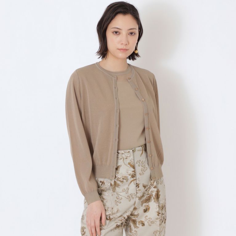 レーヨンナイロンストレッチ シアーニットカーディガン（ニット