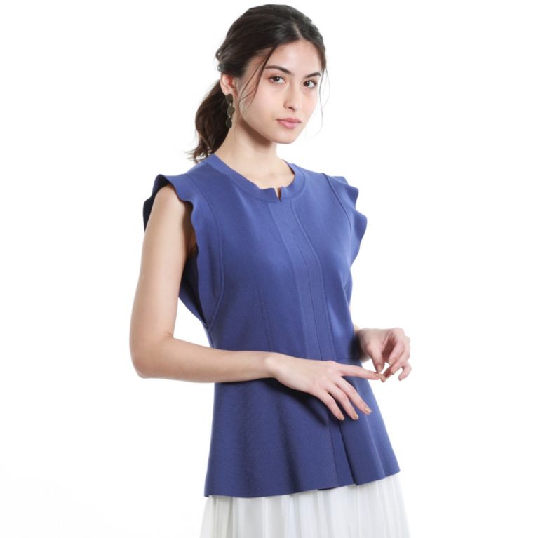 【EPOCA】 キュプラベーシックペプラムニット ブルー2
