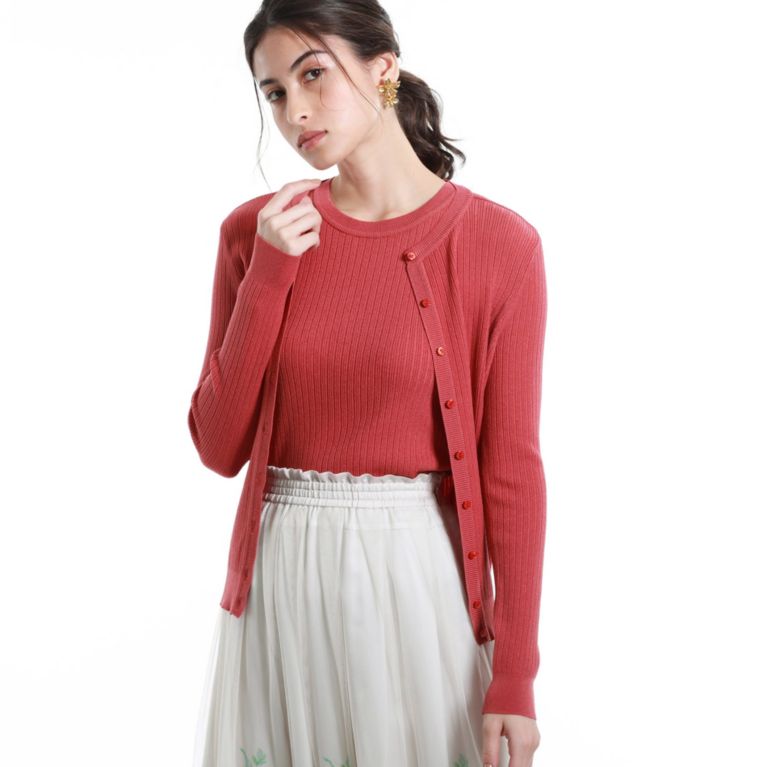 【EPOCA】 キュプラベーシックシーズンカラーカーディガン レッド2