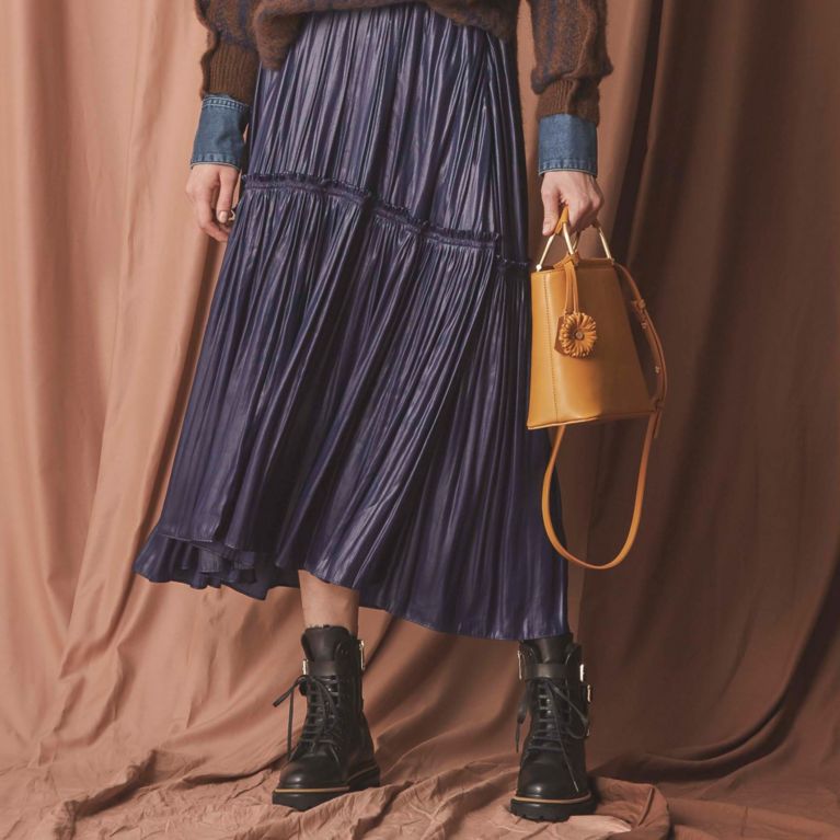 【EPOCA】 シャーリングディテールフレアスカート ブルー2