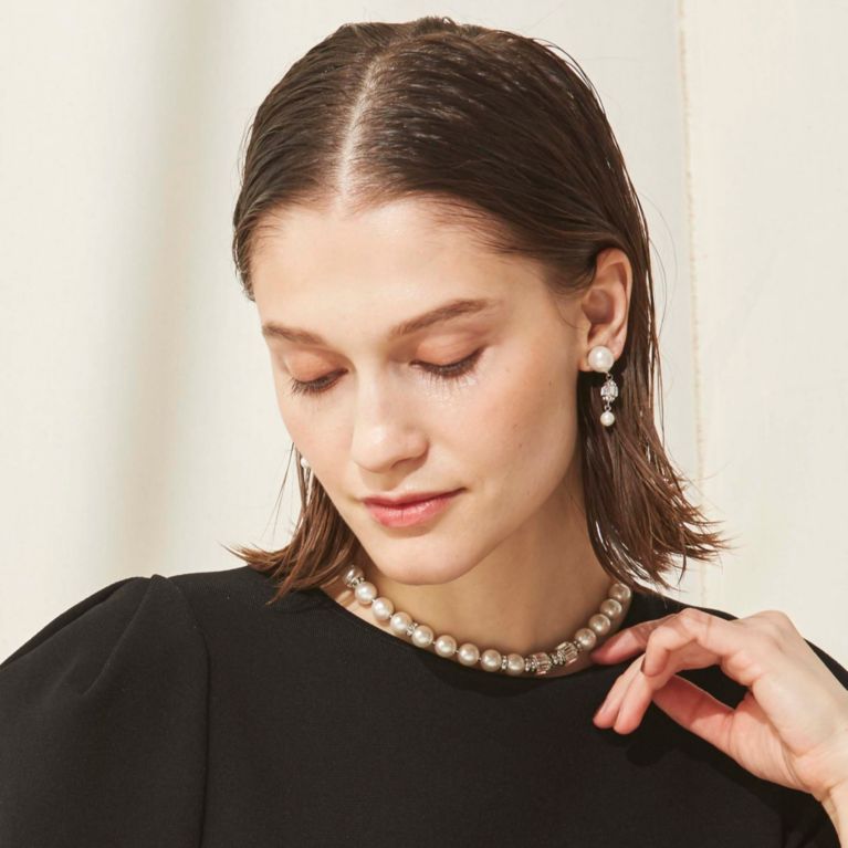 本真珠ショートネックレス 本真珠イヤリング（ケース付き