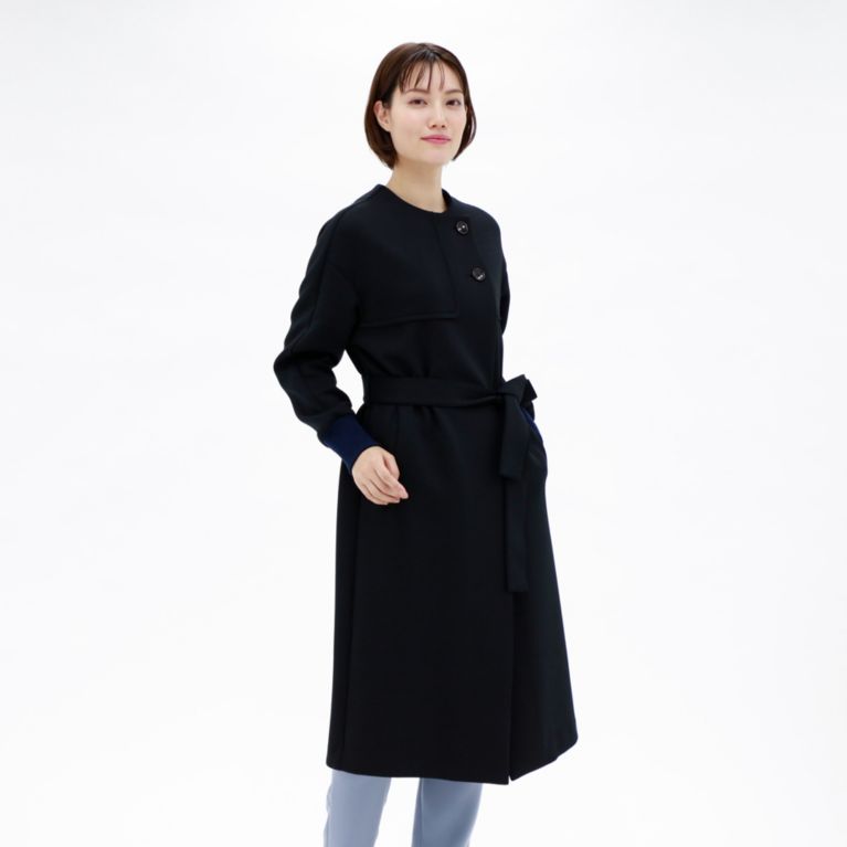 【CAST：】 ジャージーノーカラーアウター ブラック