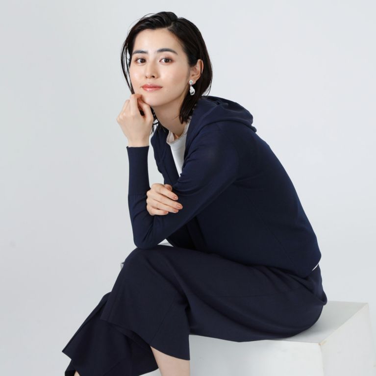 【CAST：】 ジップアップニットジャケット ネイビー