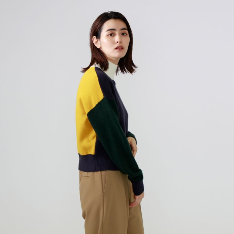 【CAST：】 カラーブロックニット ネイビー