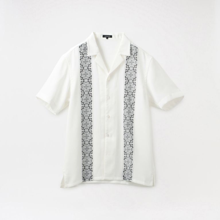 【ラブレス(LOVELESS)】韓美林 藍印花布 オープンカラーシャツ ホワイト2 送料無料！