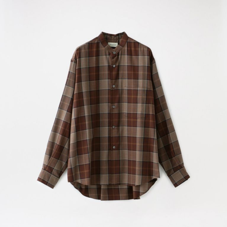 【LOVELESS】 【FACTOTUM】MEN T/R Check Wide Band Shirt 1060540 ブラウン