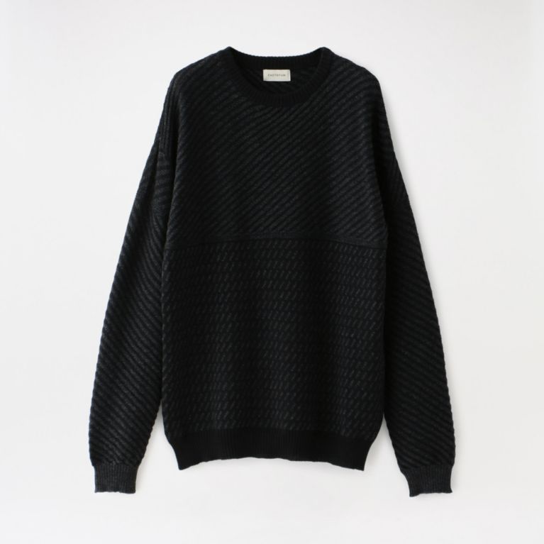 【LOVELESS】 【FACTOTUM】MEN 10G Deformation Alan Crew Knit 1090140 ブラック