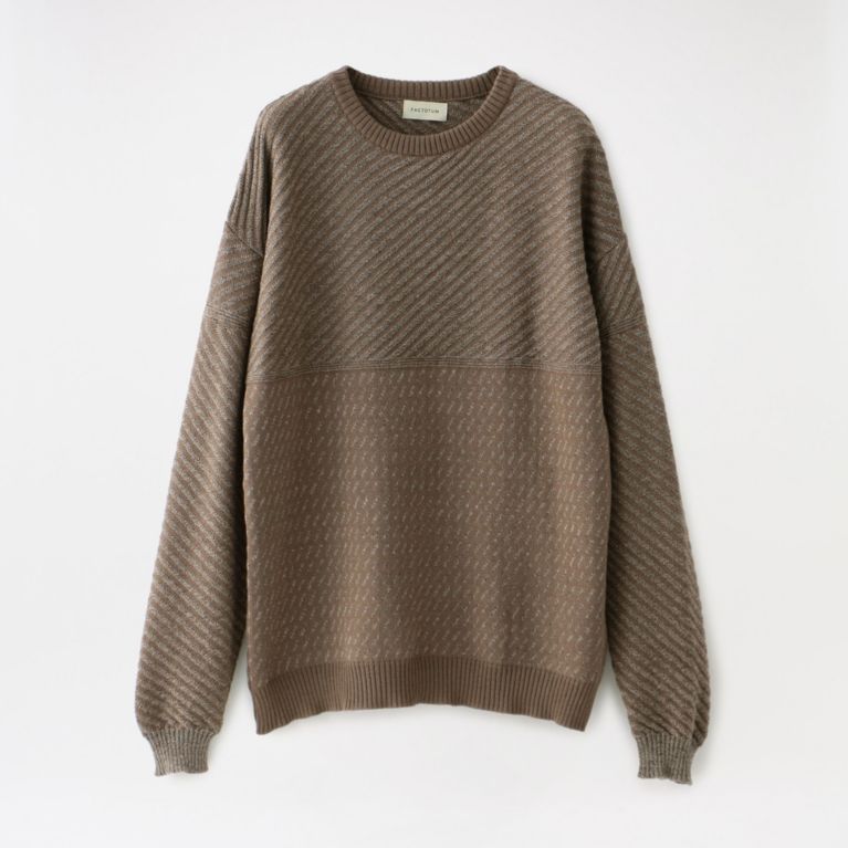 【LOVELESS】 【FACTOTUM】MEN 10G Deformation Alan Crew Knit 1090140 ベージュ