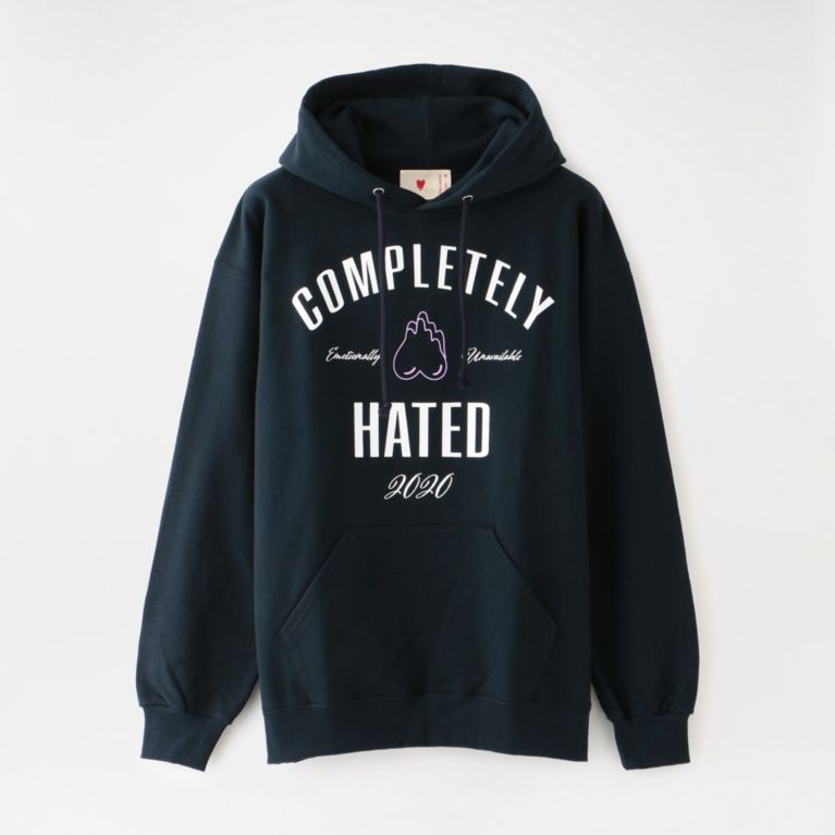 【LOVELESS】 【EMOTIONALLY UNAVAILABLE】MEN COMPLETELY HATED SWEAT HOODIE FW20-EU-024 ネイビー