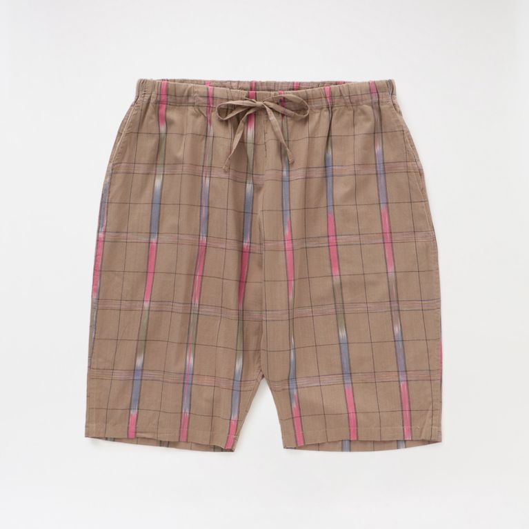 【LOVELESS】 【South2 West8】MEN ショートパンツ String Short - Ikat Windowpane IN857 ベージュ