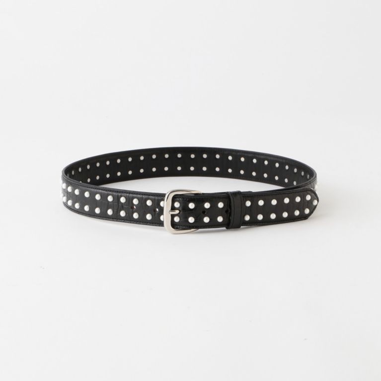 【LOVELESS】 【JOHN LAWRENCE SULLIVAN】WOMEN ベルト DOUBLE PEARL LEATHER BELT 6B002-0220-40 W-45 ブラック