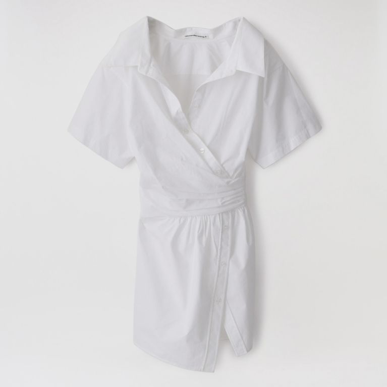 【LOVELESS】 【alexanderwang.t】WOMEN ワンピース S/SLV BUTTON DOWN DRESS W/ WAIST GATHERS 4WC2216126 ホワイト