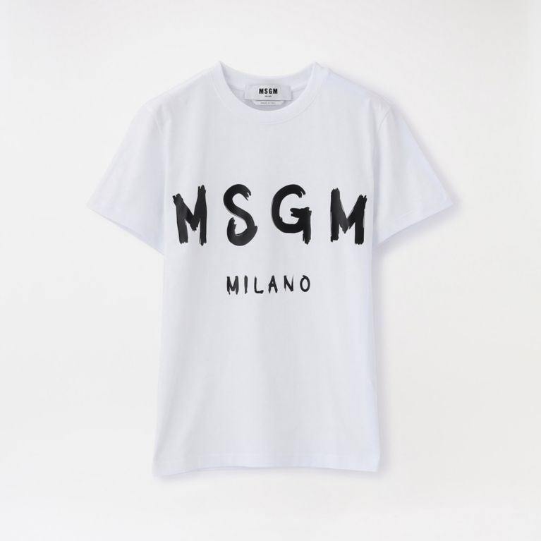 【LOVELESS】 【MSGM】WOMEN T-SHIRT MSGM BRUSH LOGO 2941MDM60 6336 ホワイト