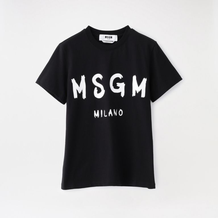 【LOVELESS】 【MSGM】WOMEN T-SHIRT MSGM BRUSH LOGO 2941MDM60 6336 ブラック